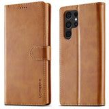 Lc.Imeeke Samsung Galaxy S24 Ultra Etui med Kortlomme stativfunksjon Lysebrun