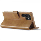 Lc.Imeeke Samsung Galaxy S24 Ultra Etui med Kortlomme stativfunksjon Lysebrun