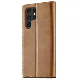 Lc.Imeeke Samsung Galaxy S24 Ultra Etui med Kortlomme stativfunksjon Lysebrun