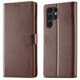 Lc.Imeeke Samsung Galaxy S24 Ultra Etui med Kortlomme stativfunksjon Mørkebrun
