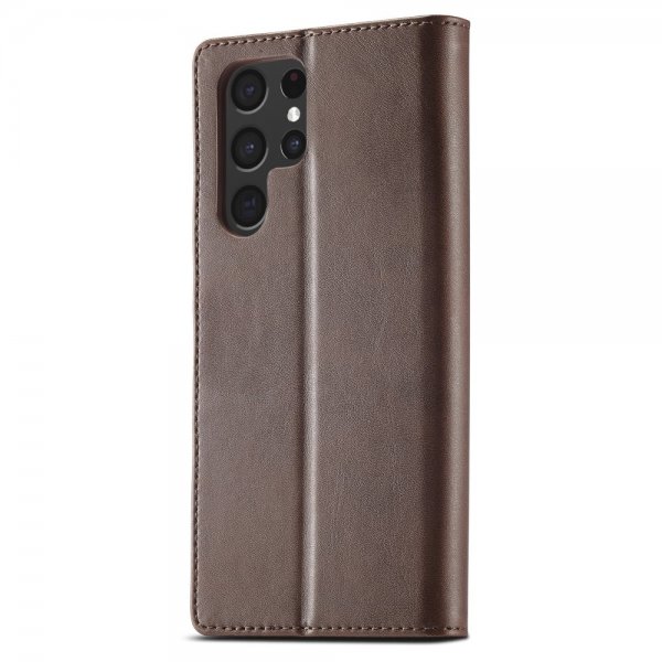 Lc.Imeeke Samsung Galaxy S24 Ultra Etui med Kortlomme stativfunksjon Mørkebrun