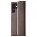 Lc.Imeeke Samsung Galaxy S24 Ultra Etui med Kortlomme stativfunksjon Mørkebrun