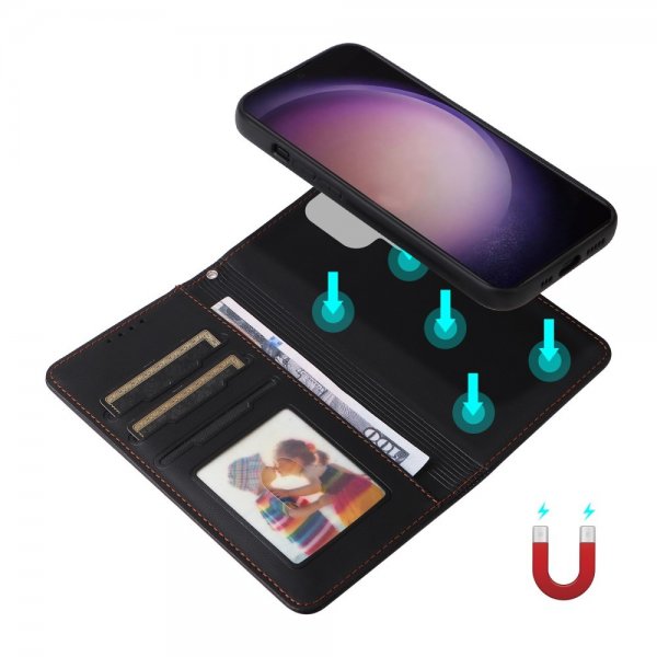 Betopnice Samsung Galaxy S24 Ultra Etui Avtagbart Deksel 005 Svart