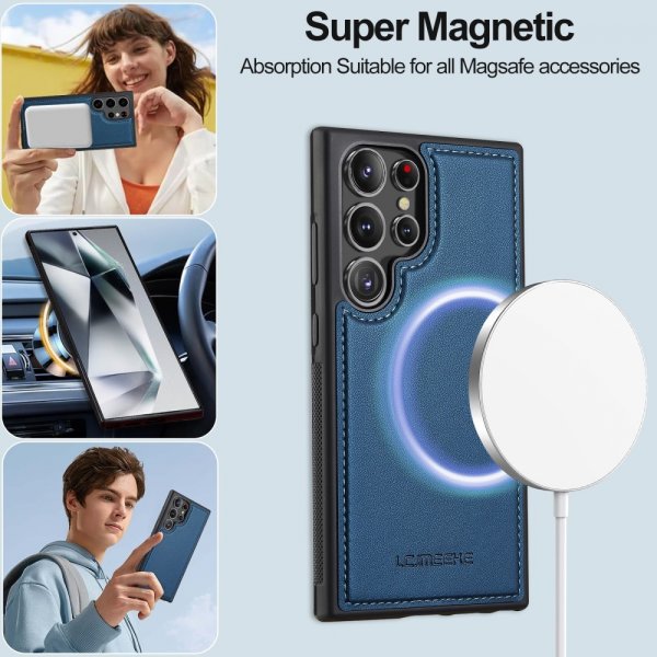 Lc.Imeeke Samsung Galaxy S24 Ultra Etui Avtagbart Deksel L2 Series MagSafe Blå
