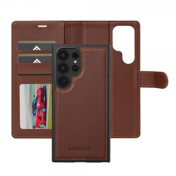 Lc.Imeeke Samsung Galaxy S24 Ultra Etui Avtagbart Deksel L2 Series MagSafe Brun