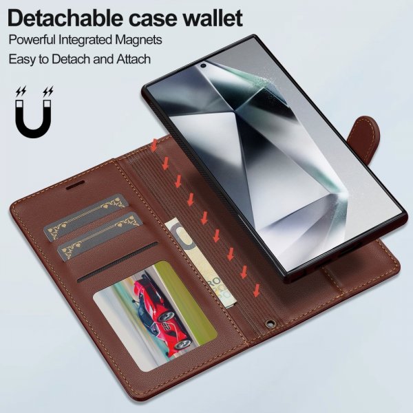 Lc.Imeeke Samsung Galaxy S24 Ultra Etui Avtagbart Deksel L2 Series MagSafe Brun