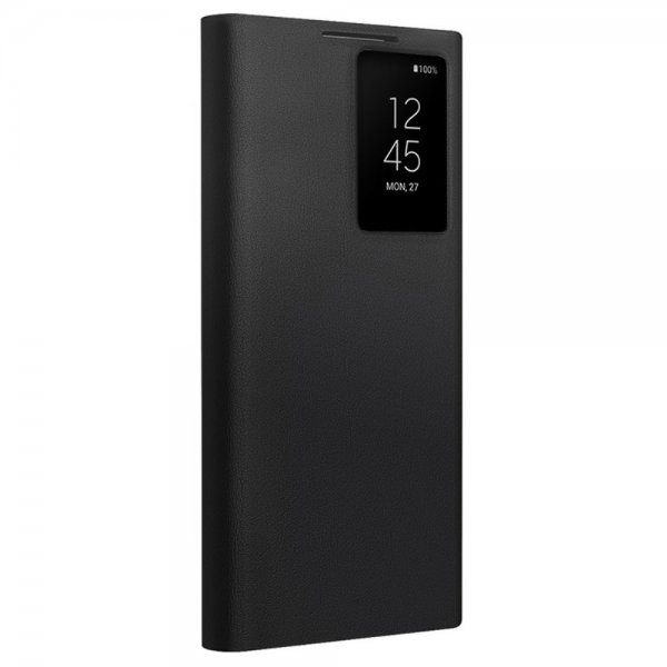 Qialino Samsung Galaxy S24 Ultra Etui View Window Ekte skinn Svart