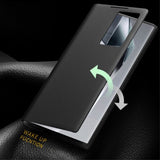 Qialino Samsung Galaxy S24 Ultra Etui View Window Ekte skinn Svart