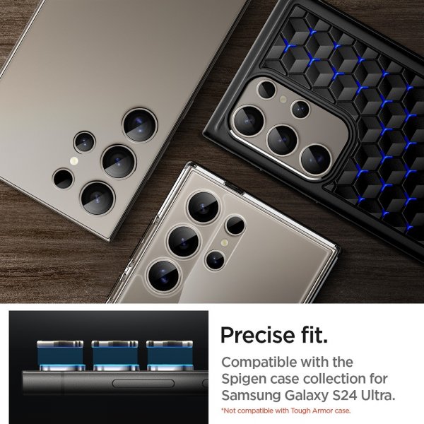 Spigen Samsung Galaxy S24 Ultra Kamerabeskytter GLAS.tR EZ Fit Optik Pro 2-pakning Grå