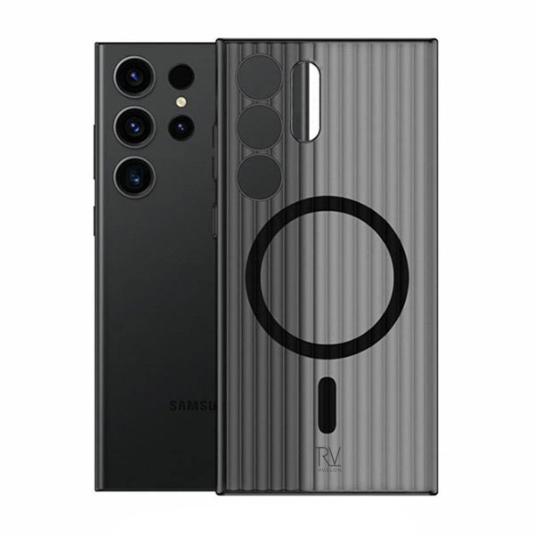 Rvelon Samsung Galaxy S24 Ultra Deksel Korrugerte MagSafe Svart