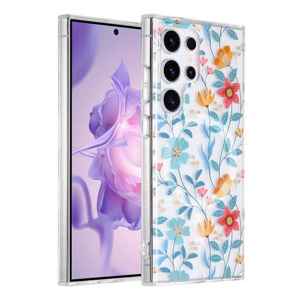Samsung Galaxy S24 Ultra Deksel Blomstermønster MagSafe Kvister