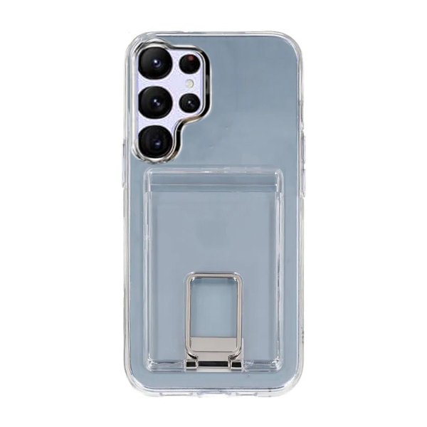 Rvelon Samsung Galaxy S24 Ultra Deksel with Stand Card Holder Transparent
