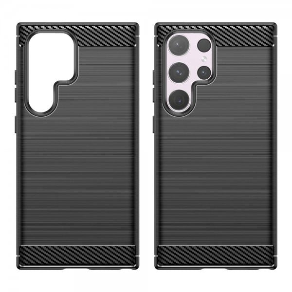 Samsung Galaxy S24 Ultra Deksel Børstet Karbonfibertekstur Svart