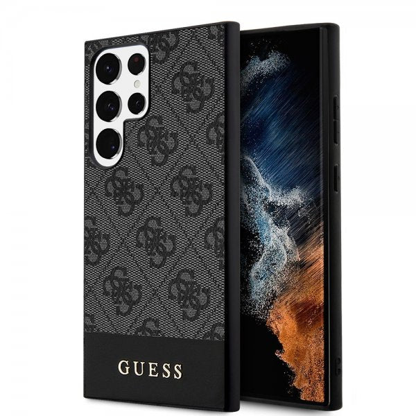 Guess Samsung Galaxy S24 Ultra Bottom Stripe Metal Logo Svart