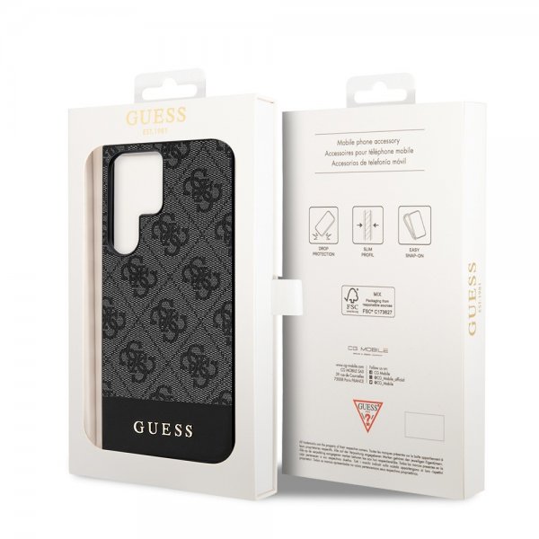 Guess Samsung Galaxy S24 Ultra Bottom Stripe Metal Logo Svart
