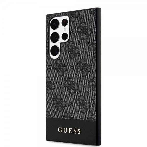 Guess Samsung Galaxy S24 Ultra Bottom Stripe Metal Logo Svart