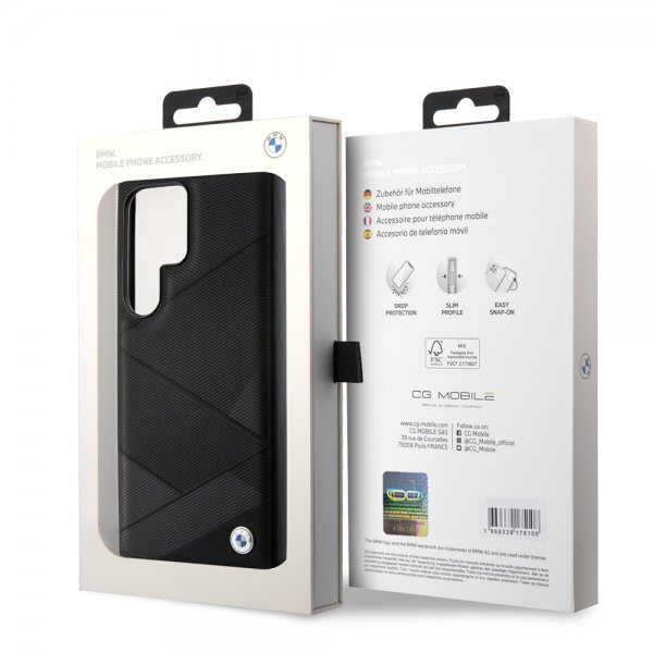 BMW Samsung Galaxy S24 Ultra Genuine Leather Textured Svart
