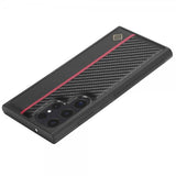 Lc.Imeeke Samsung Galaxy S24 Ultra Deksel Karbonfibertekstur Rød Stripe Svart