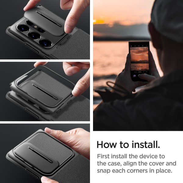 Spigen Samsung Galaxy S24 Ultra Deksel Optik Armor Svart