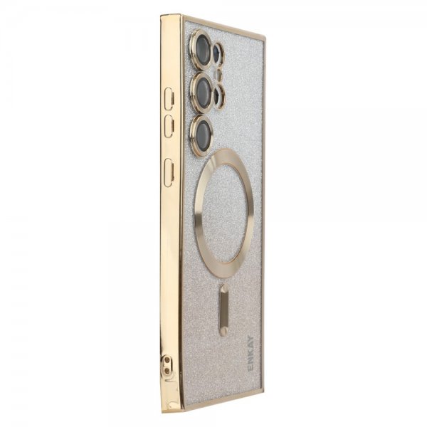 ENKAY Samsung Galaxy S24 Ultra Deksel Belagt Kant Glitter MagSafe Gull