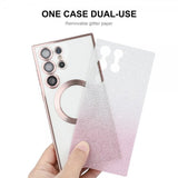 ENKAY Samsung Galaxy S24 Ultra Deksel Belagt Kant Glitter MagSafe Gull