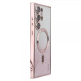 ENKAY Samsung Galaxy S24 Ultra Deksel Belagt Kant Glitter MagSafe Rosa