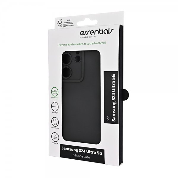 Essentials Samsung Galaxy S24 Ultra Deksel Silicone Case Svart