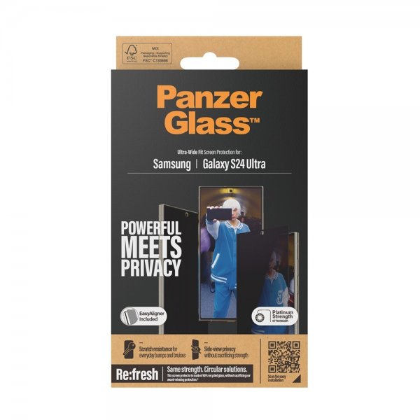 PanzerGlass Samsung Galaxy S24 Ultra Skjermbeskytter Ultra-Wide Fit Privacy EasyAligner