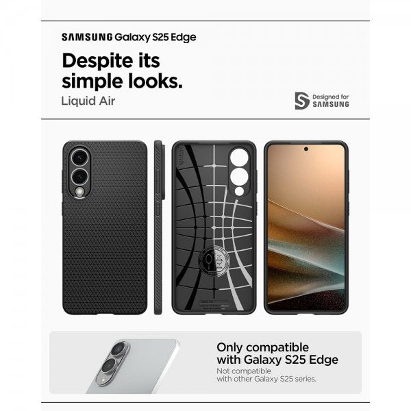 Spigen Samsung Galaxy S25 Edge Deksel Liquid Air Matte Black