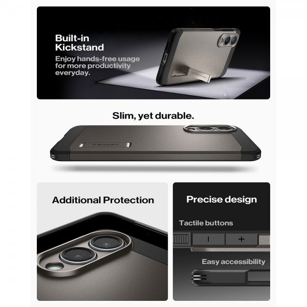 Spigen Samsung Galaxy S25 Edge Deksel Tough Armor MagFit Gunmetal