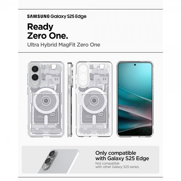 Spigen Samsung Galaxy S25 Edge Deksel Ultra Hybrid Zero One MagFit Hvit