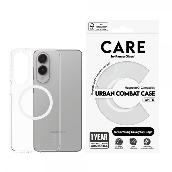 CARE by PanzerGlass Samsung Galaxy S25 Edge Deksel Urban Combat MagSafe Hvit