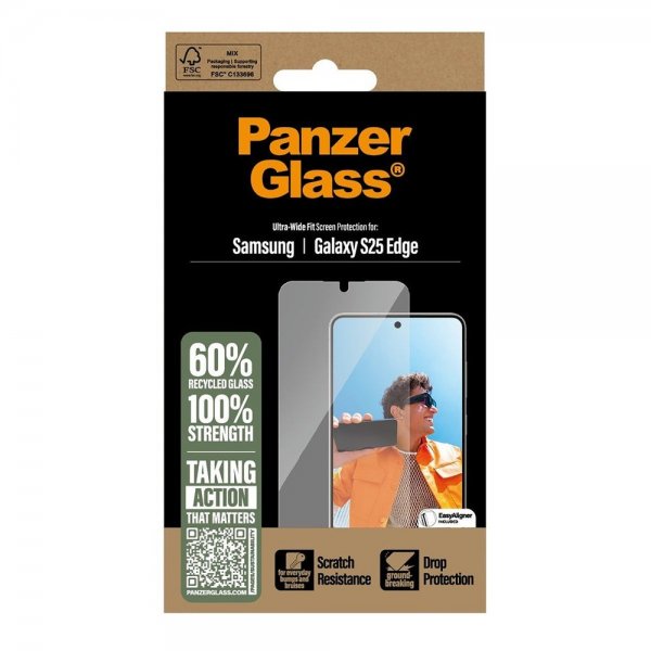 PanzerGlass Samsung Galaxy S25 Edge Skjermbeskytter Ultra-Wide Fit EasyAligner