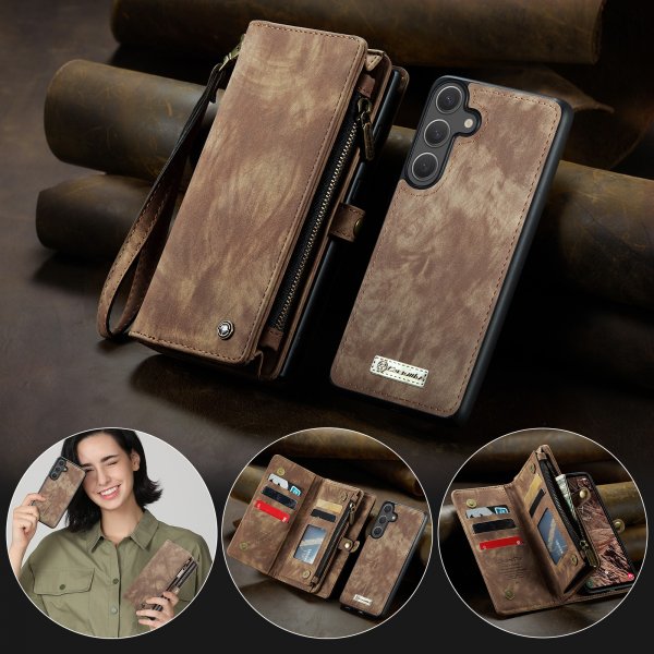 CaseMe Samsung Galaxy S25 FE Etui 008 Series Avtakbart Deksel Brun