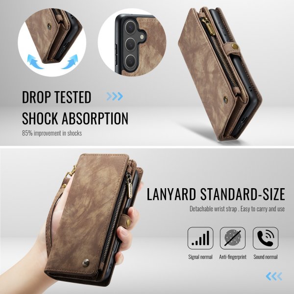 CaseMe Samsung Galaxy S25 FE Etui 008 Series Avtakbart Deksel Brun