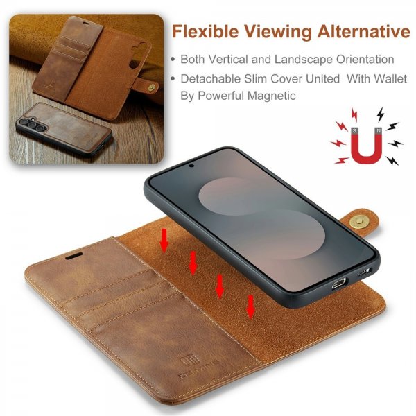 Dg.Ming Samsung Galaxy S25 FE Etui Avtagbart Deksel Brun