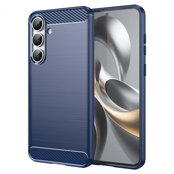 Samsung Galaxy S25 FE Deksel Børstet Karbonfibertekstur Blå