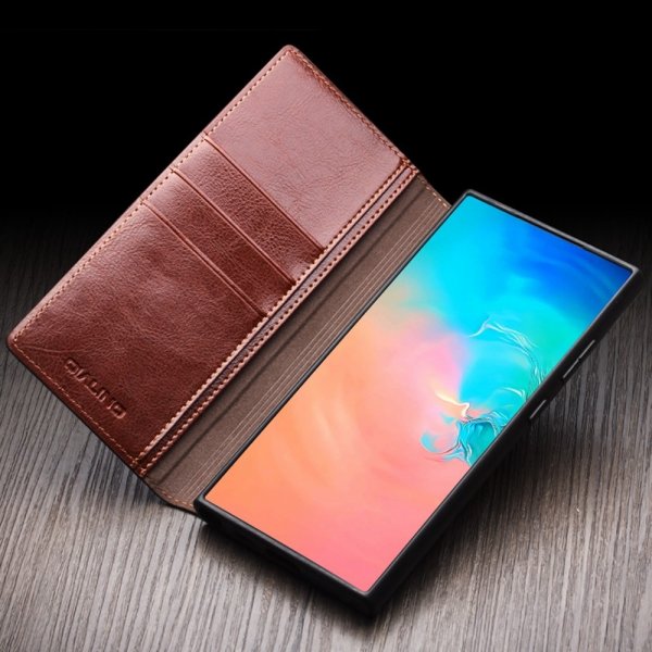 Qialino Samsung Galaxy S25 Etui Ekte Skinn Svart