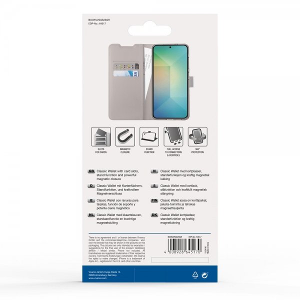 Vivanco Samsung Galaxy S25 Etui Classic Wallet Greige
