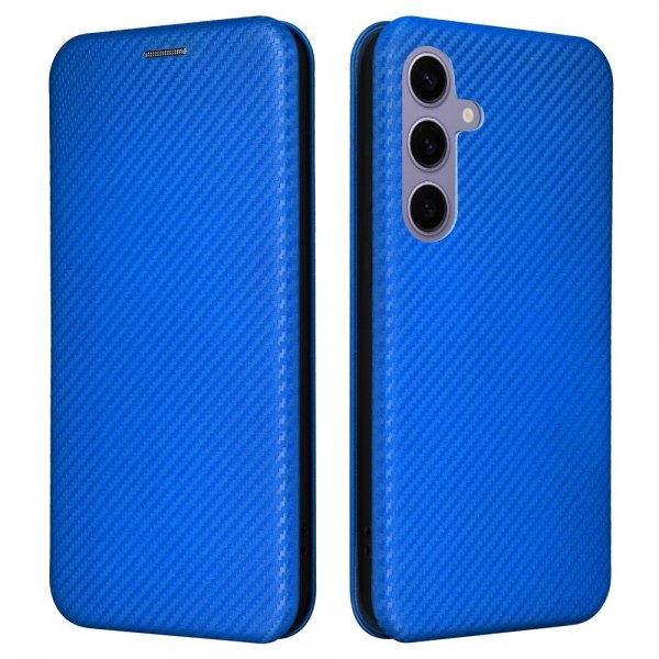 Samsung Galaxy S25 Etui Karbonfibertekstur Blå
