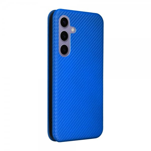 Samsung Galaxy S25 Etui Karbonfibertekstur Blå