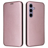 Samsung Galaxy S25 Etui Karbonfibertekstur Rosegull