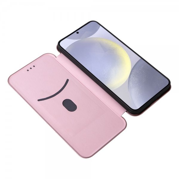 Samsung Galaxy S25 Etui Karbonfibertekstur Rosegull