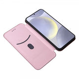 Samsung Galaxy S25 Etui Karbonfibertekstur Rosegull