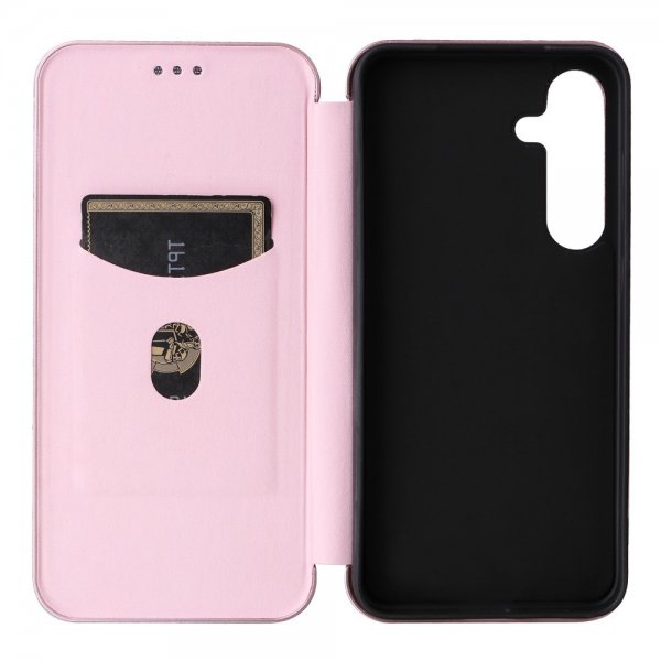 Samsung Galaxy S25 Etui Karbonfibertekstur Rosegull