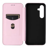 Samsung Galaxy S25 Etui Karbonfibertekstur Rosegull