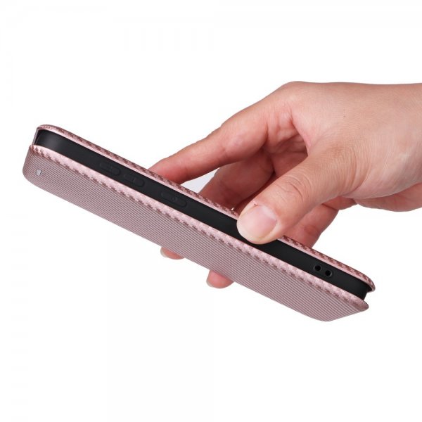 Samsung Galaxy S25 Etui Karbonfibertekstur Rosegull