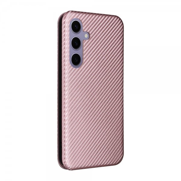 Samsung Galaxy S25 Etui Karbonfibertekstur Rosegull