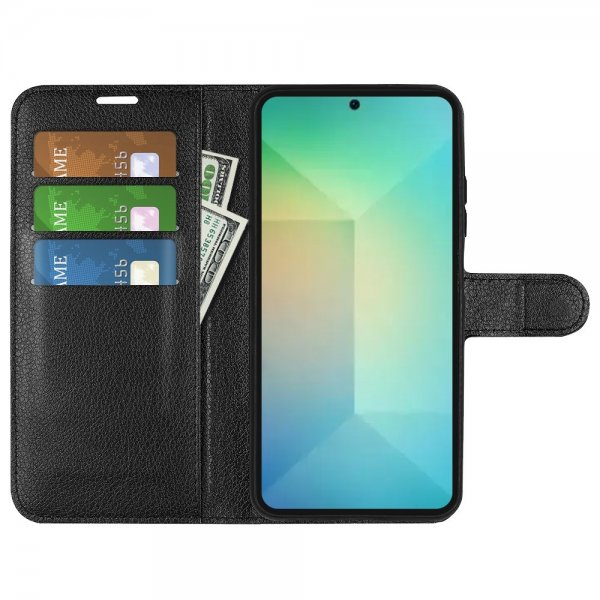 Samsung Galaxy S25 Etui Litchi Svart