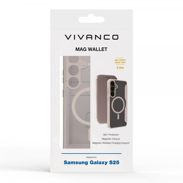 Vivanco Samsung Galaxy S25 Etui Mag Wallet Greige